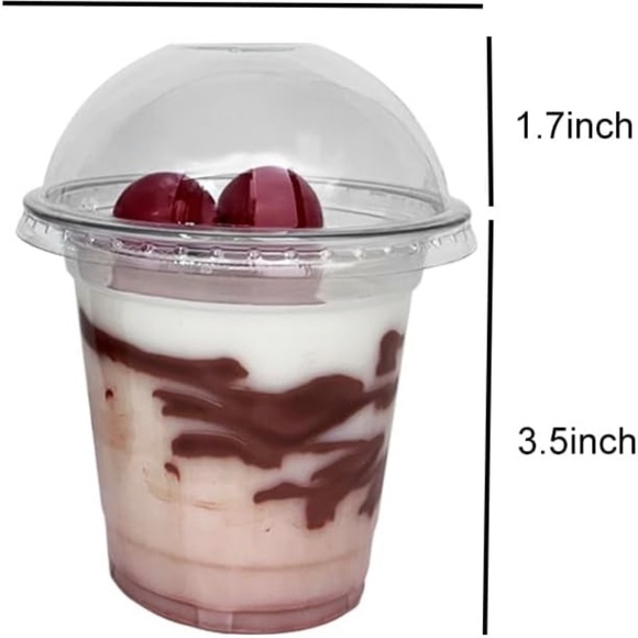 Clear Plastic Cups - 12oz 50 Cups and Lids - Dessert Cups with Lids - - Picture 3 of 5